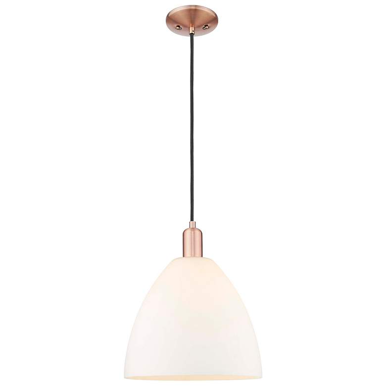 Image 1 Arcadia Bristol 12"W Copper Cord Mini Pendant w/ Matte White Shade