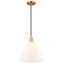 Arcadia Bristol 12"W Copper Cord Mini Pendant w/ Matte White Shade