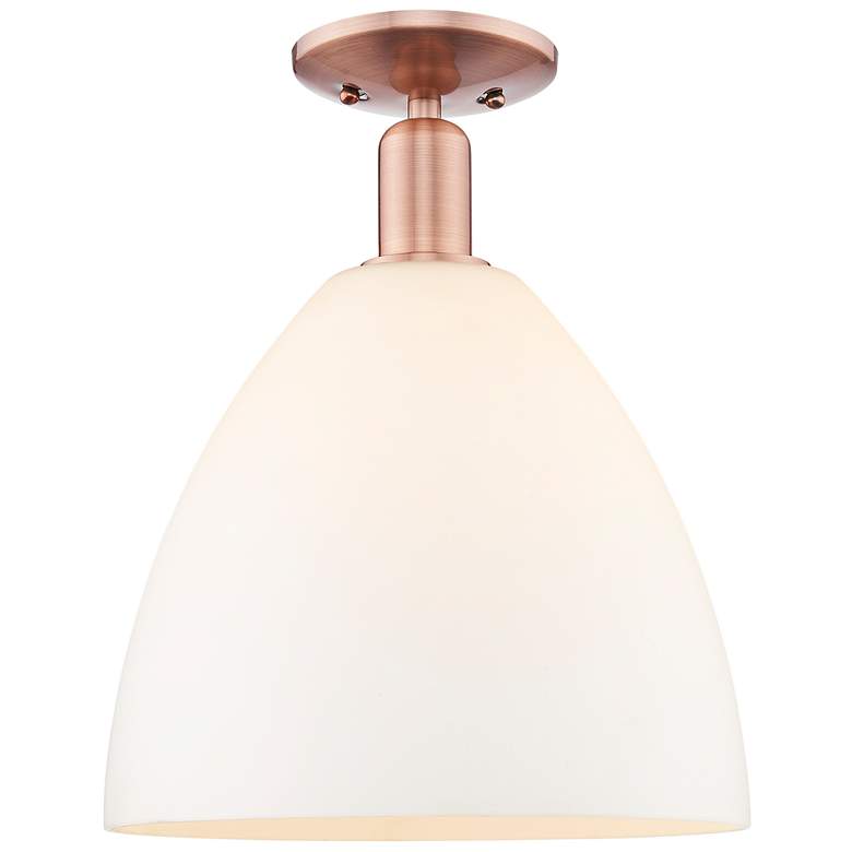 Image 1 Arcadia Bristol 12"W Copper Semi.Flush Mount With Matte White Shade