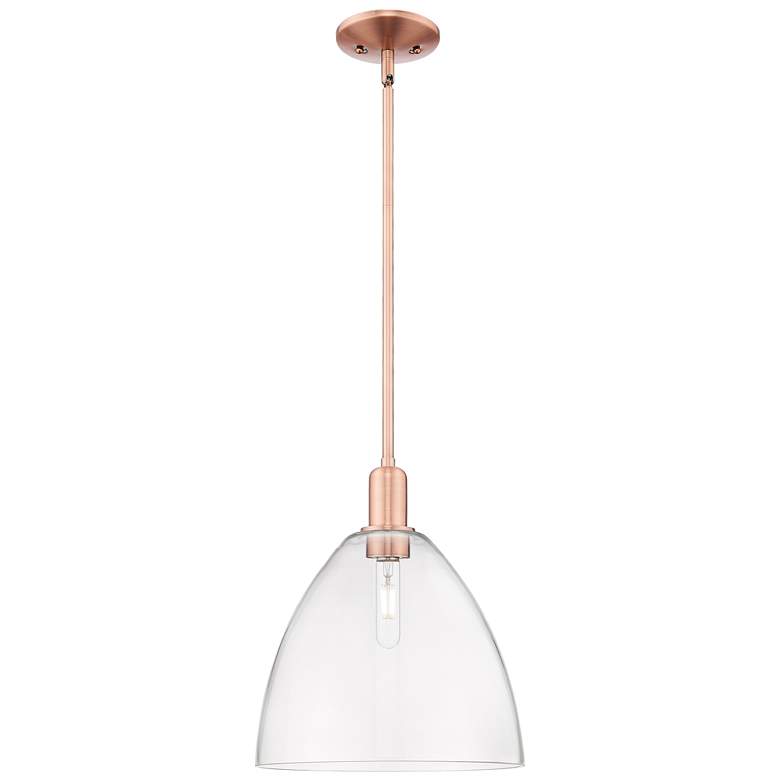 Image 1 Arcadia Bristol 12"W Copper Stem Hung Mini Pendant With Clear Shade