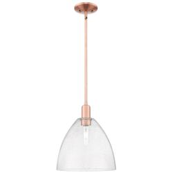 Arcadia Bristol 12"W Copper Stem Hung Mini Pendant With Seedy Shade