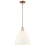 Arcadia Bristol 12"W Copper Stem Mini Pendant w/ Matte White Shade