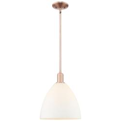 Arcadia Bristol 12"W Copper Stem Mini Pendant w/ Matte White Shade