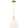 Arcadia Bristol 12"W Gold Cord Hung Mini Pendant w/ Matte White Shade
