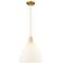 Arcadia Bristol 12"W Gold Cord Hung Mini Pendant w/ Matte White Shade