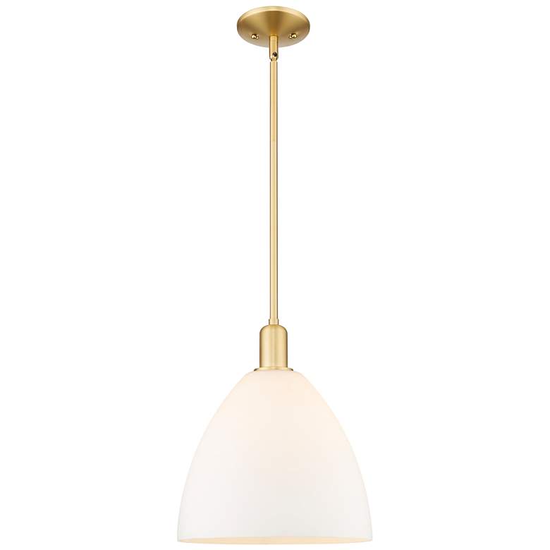 Image 1 Arcadia Bristol 12"W Gold Stem Hung Mini Pendant w/ Matte White Shade