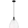 1_Arcadia Bristol 12"W Matte Black Cord Hung Mini Pendant w/ Clear Shade