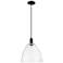 Arcadia Bristol 12"W Matte Black Cord Hung Mini Pendant w/ Clear Shade