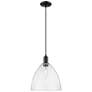 1_Arcadia Bristol 12"W Matte Black Cord Hung Mini Pendant w/ Seedy Shade