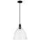 Arcadia Bristol 12"W Matte Black Cord Hung Mini Pendant w/ Seedy Shade