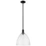 Arcadia Bristol 12"W Matte Black Stem Hung Mini Pendant w/ Seedy Shade