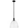 Arcadia Bristol 12"W Matte Black Stem Hung Mini Pendant w/ Seedy Shade