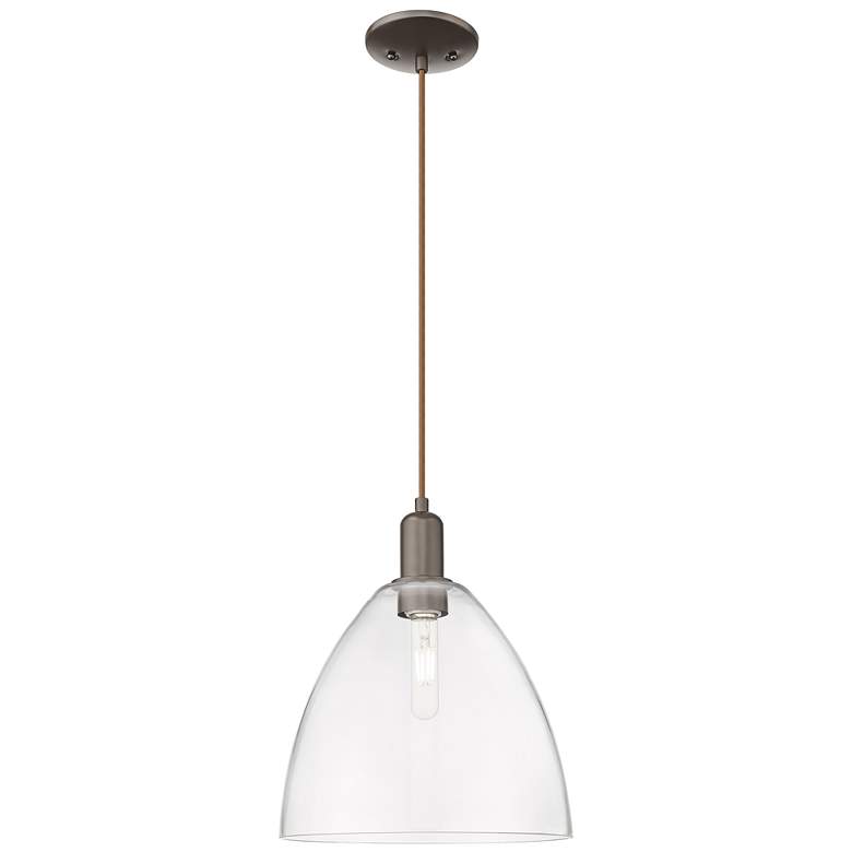 Image 1 Arcadia Bristol 12"W Oiled Bronze Cord Mini Pendant w/ Clear Shade