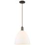 Arcadia Bristol 12"W Oiled Bronze Cord Pendant w/ Matte White Shade