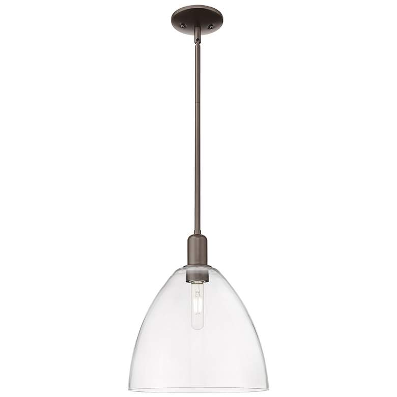 Image 1 Arcadia Bristol 12"W Oiled Bronze Stem Mini Pendant w/ Clear Shade