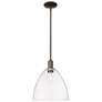 Arcadia Bristol 12"W Oiled Bronze Stem Mini Pendant w/ Clear Shade