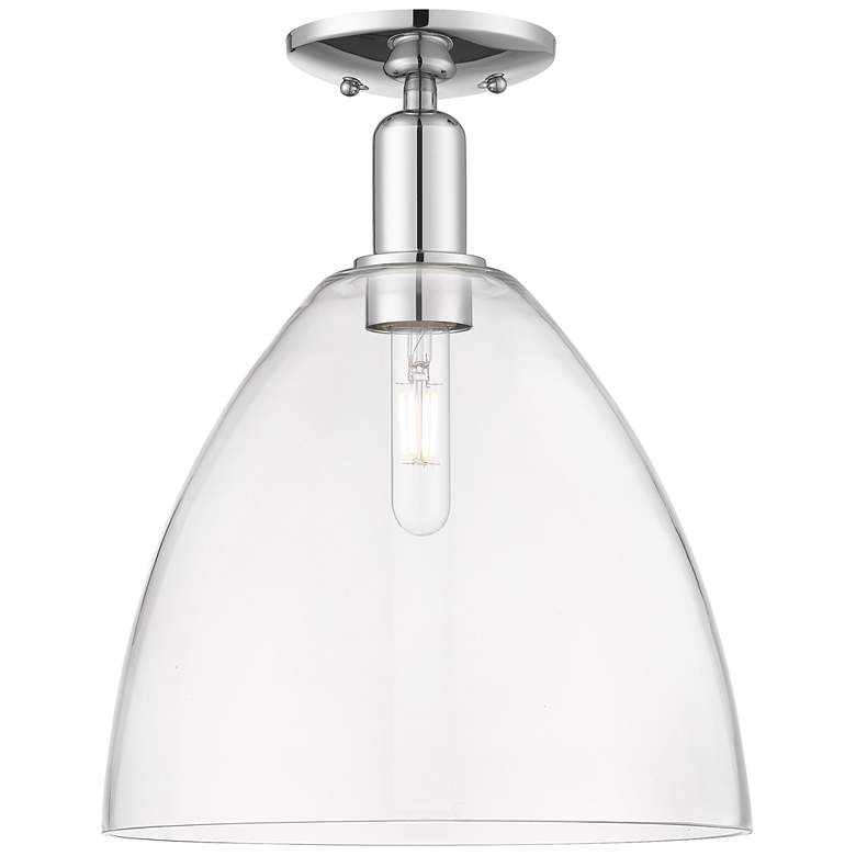 Image 1 Arcadia Bristol 12"W Polished Chrome Semi.Flush Mount With Clear Shade
