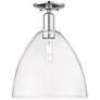 Arcadia Bristol 12"W Polished Chrome Semi.Flush Mount With Clear Shade