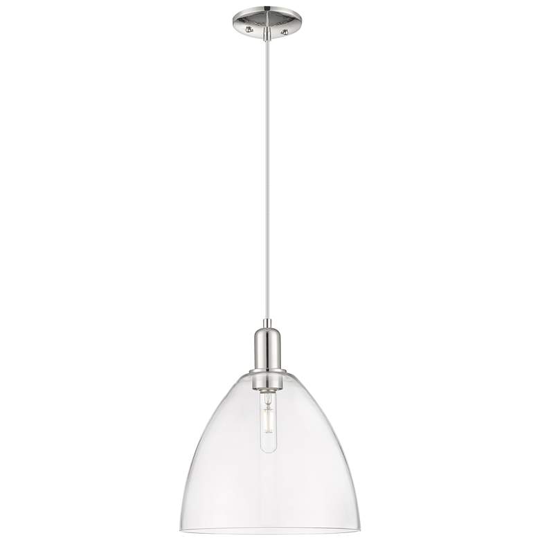 Image 1 Arcadia Bristol 12"W Polished Nickel Cord Mini Pendant w/ Clear Shade