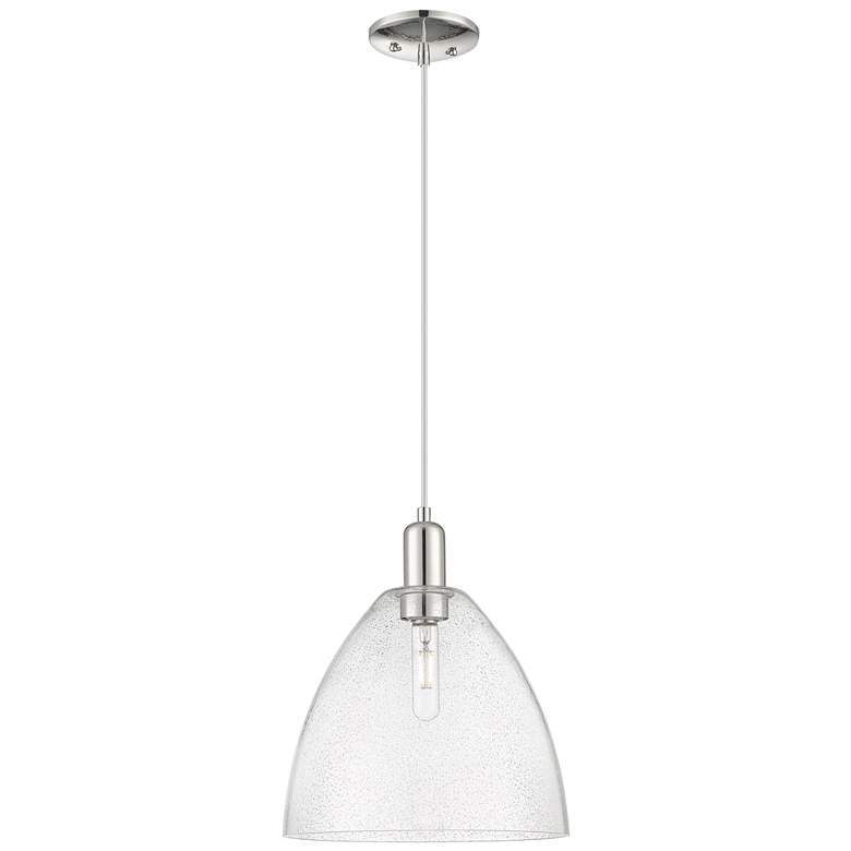 Image 1 Arcadia Bristol 12"W Polished Nickel Cord Mini Pendant w/ Seedy Shade