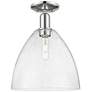 Arcadia Bristol 12"W Polished Nickel Semi.Flush Mount With Seedy Shade
