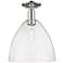 Arcadia Bristol 12"W Polished Nickel Semi.Flush Mount With Seedy Shade