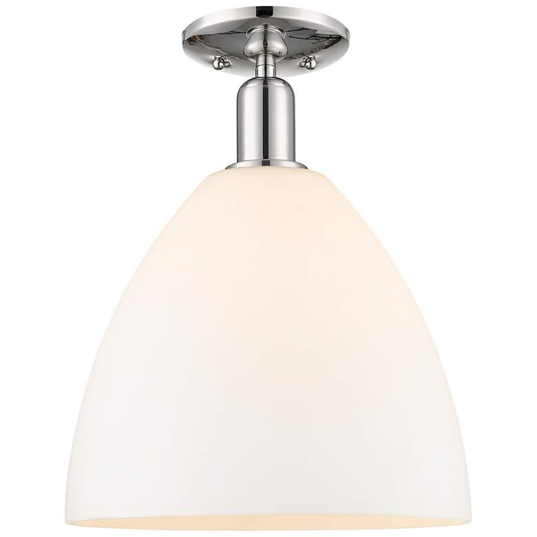Image 1 Arcadia Bristol 12"W Polished Nickel Semi-Flush w/ Matte White Shade