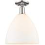 Arcadia Bristol 12"W Polished Nickel Semi-Flush w/ Matte White Shade
