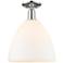 Arcadia Bristol 12"W Polished Nickel Semi-Flush w/ Matte White Shade