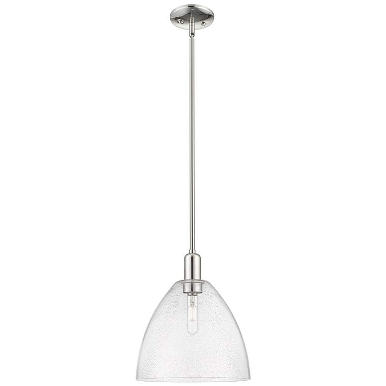Image 1 Arcadia Bristol 12"W Polished Nickel Stem Mini Pendant w/ Seedy Shade