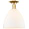 Arcadia Bristol 12"W Satin Gold Semi.Flush Mount w/ Matte White Shade
