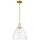 Arcadia Bristol 12"W Satin Gold Stem Hung Mini Pendant w/ Clear Shade