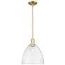 Arcadia Bristol 12"W Satin Gold Stem Hung Mini Pendant w/ Seedy Shade