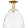 Arcadia Bristol 12" Wide Satin Gold Semi.Flush Mount With Clear Shade