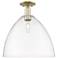Arcadia Bristol 16"W Antique Brass Semi.Flush Mount With Clear Shade