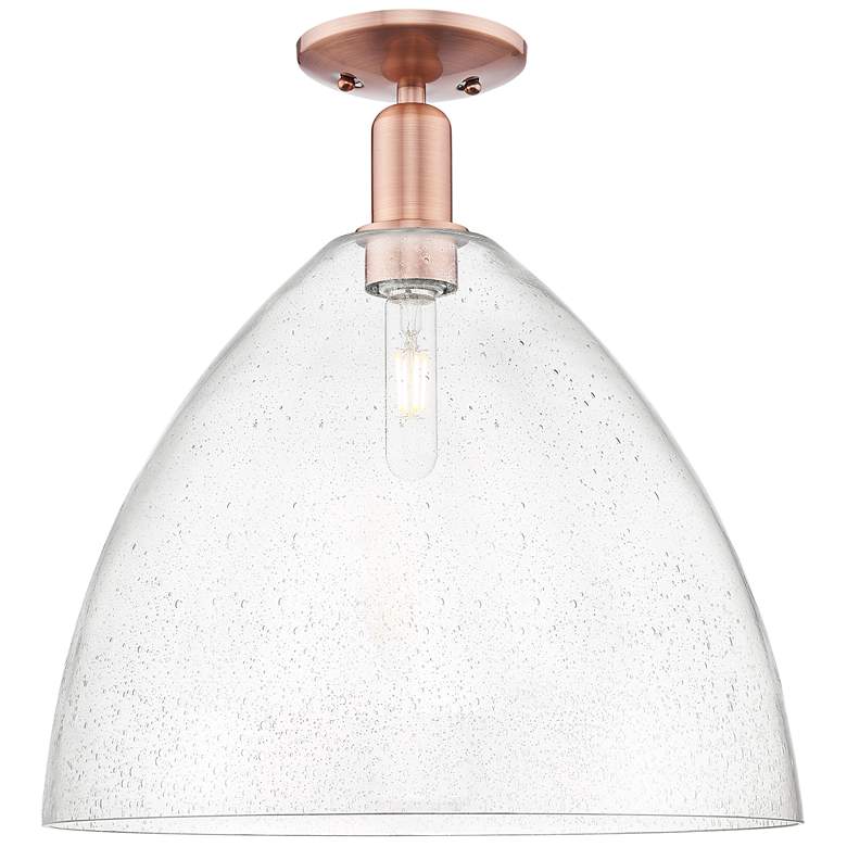 Image 1 Arcadia Bristol 16"W Antique Copper Semi.Flush Mount With Seedy Shade