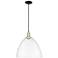 Arcadia Bristol 16"W Black Brass Cord Hung Mini Pendant w/ Clear Shade
