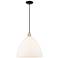 Arcadia Bristol 16"W Black Brass Cord Pendant w/ Matte White Shade