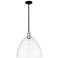 Arcadia Bristol 16"W Black Brass Stem Hung Mini Pendant w/ Clear Shade
