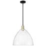 Arcadia Bristol 16"W Black Brass Stem Hung Mini Pendant w/ Seedy Shade