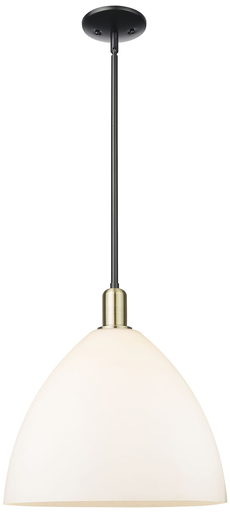 Arcadia Bristol 16"W Black Brass Stem Pendant w/ Matte White Shade