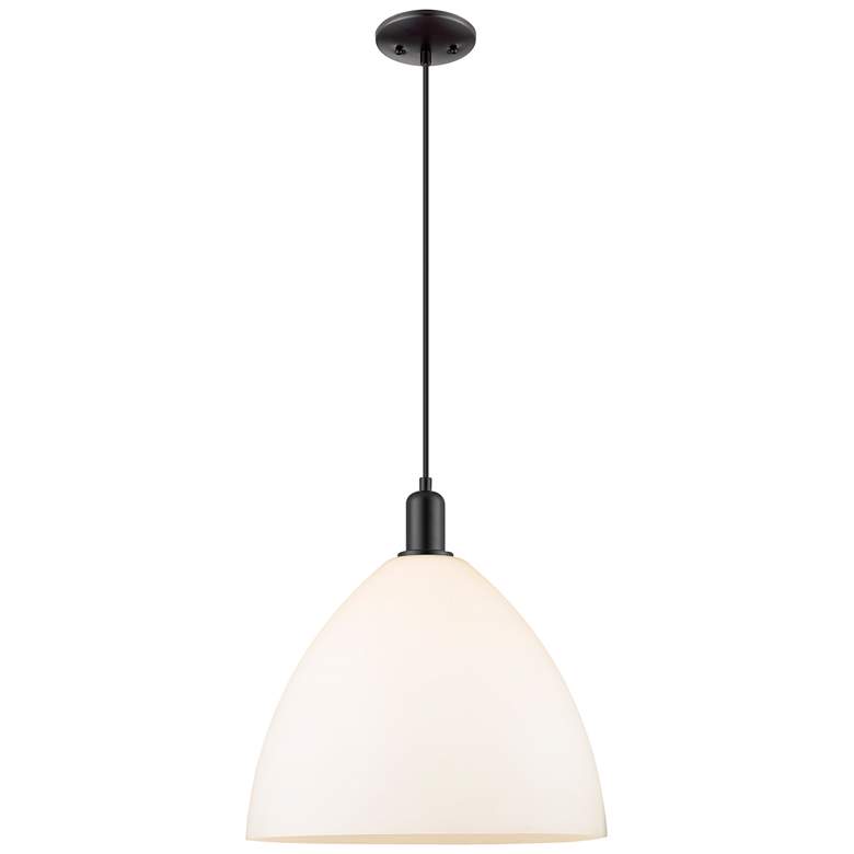 Image 1 Arcadia Bristol 16"W Black Cord Hung Mini Pendant w/ Matte White Shade