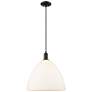1_Arcadia Bristol 16"W Black Cord Hung Mini Pendant w/ Matte White Shade