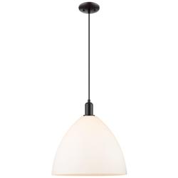 Arcadia Bristol 16"W Black Cord Hung Mini Pendant w/ Matte White Shade