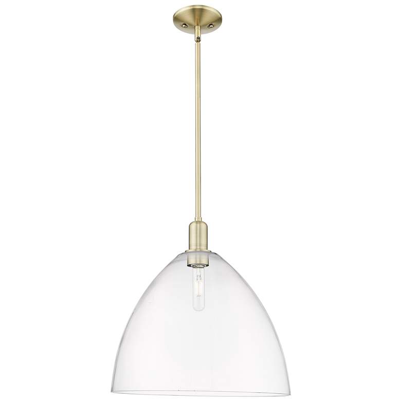 Image 1 Arcadia Bristol 16"W Brass Stem Hung Mini Pendant With Clear Shade
