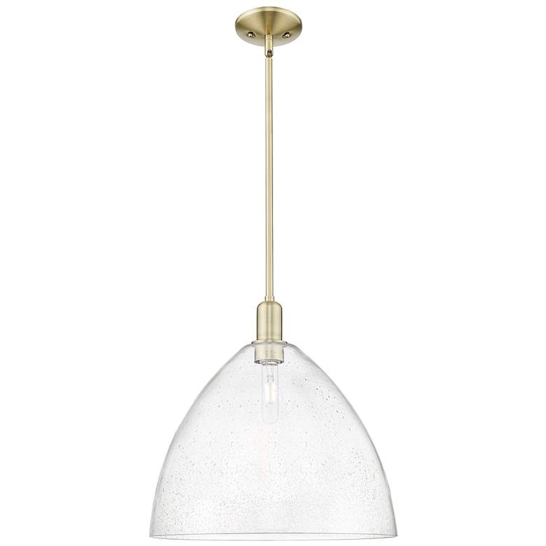 Image 1 Arcadia Bristol 16"W Brass Stem Hung Mini Pendant With Seedy Shade