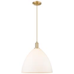 Arcadia Bristol 16"W Bronze Cord Mini Pendant w/ Matte White Shade