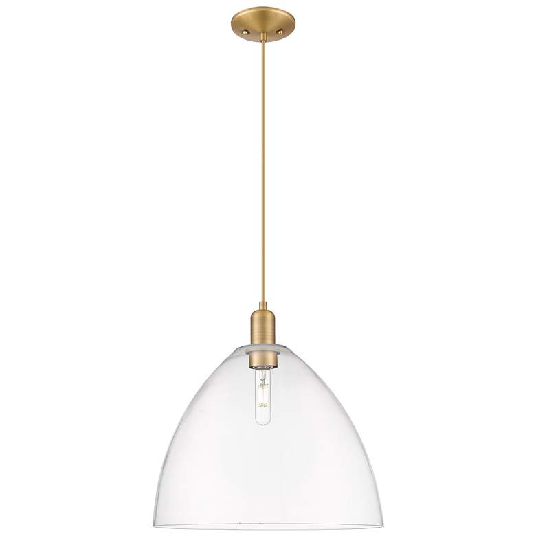 Image 1 Arcadia Bristol 16"W Brushed Brass Cord Mini Pendant w/ Clear Shade