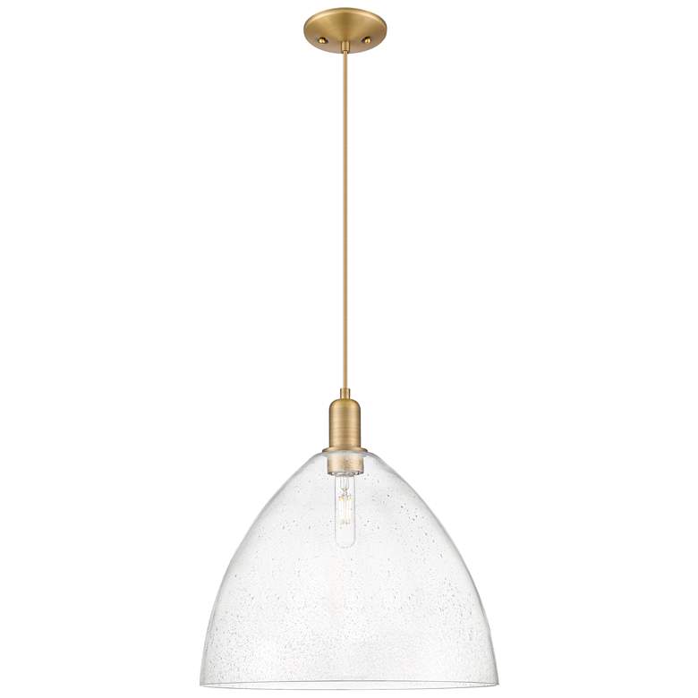 Image 1 Arcadia Bristol 16"W Brushed Brass Cord Mini Pendant w/ Seedy Shade