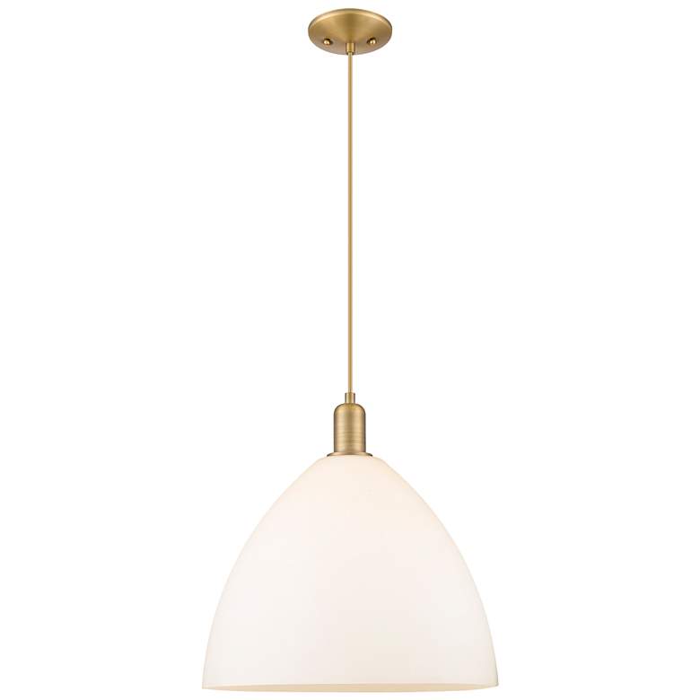 Image 1 Arcadia Bristol 16"W Brushed Brass Cord Pendant w/ Matte White Shade
